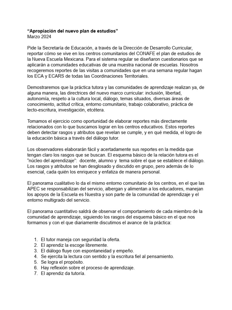 Informe sobre el Plan de Estudios 2024 | PDF | Plan de estudios ...