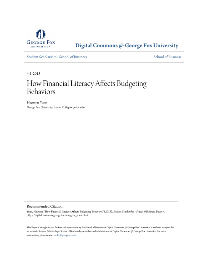College Students & Financial Literacy | PDF | Statistics | Logistic ...