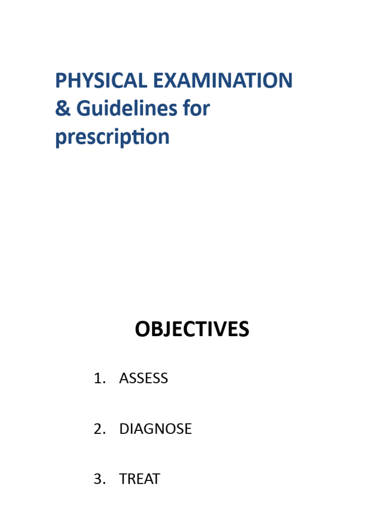 Physical Examination & Prescription Guidelines | PDF