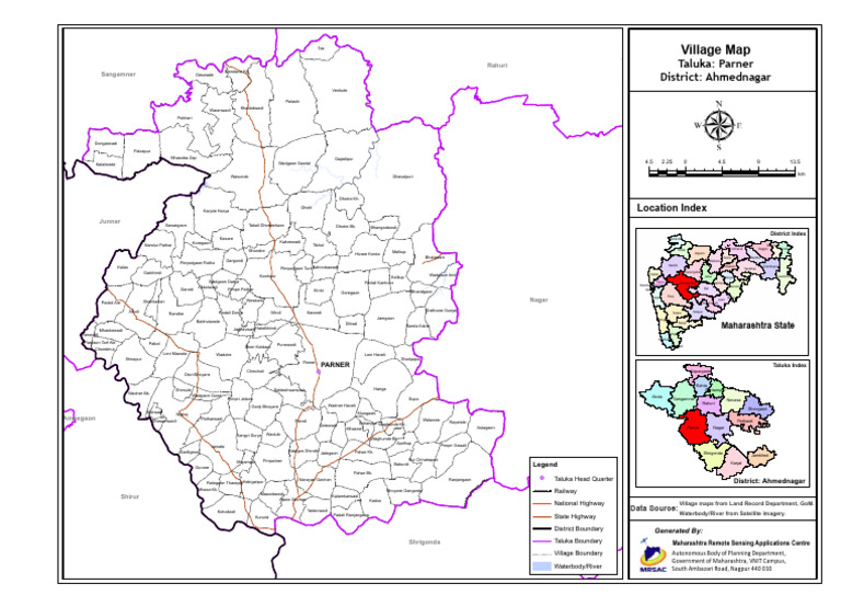 Parner Taluka Village Map Overview | PDF | Remote Sensing | Geographic ...