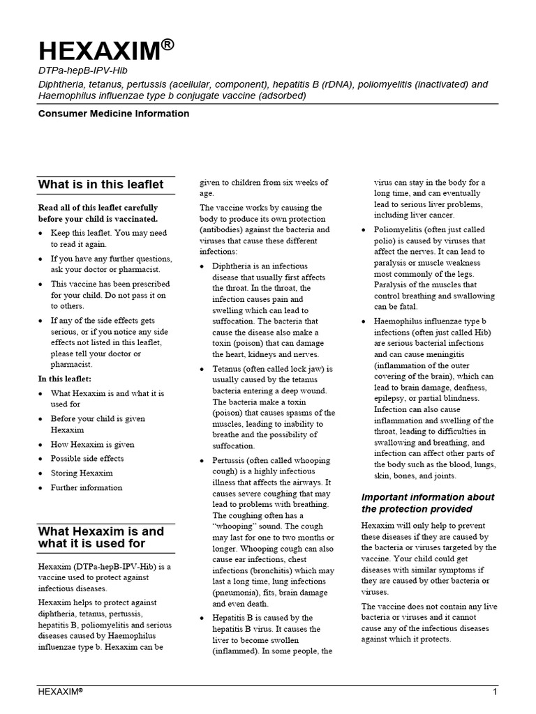 Hexaxim | PDF | Infection | Vaccines
