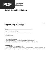 English Stage 4 Paper 1