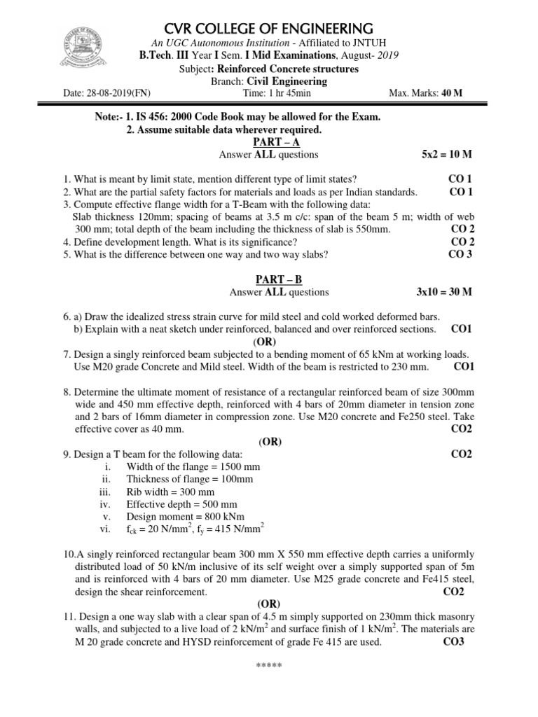 RCS Old Question Papers 2 | PDF | Beam (Structure) | Civil Engineering