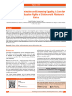 Eliminating Discrimination and Enhancing Equality: A Case For Inclusive Basic Education Rights of Children With Albinism in Africa