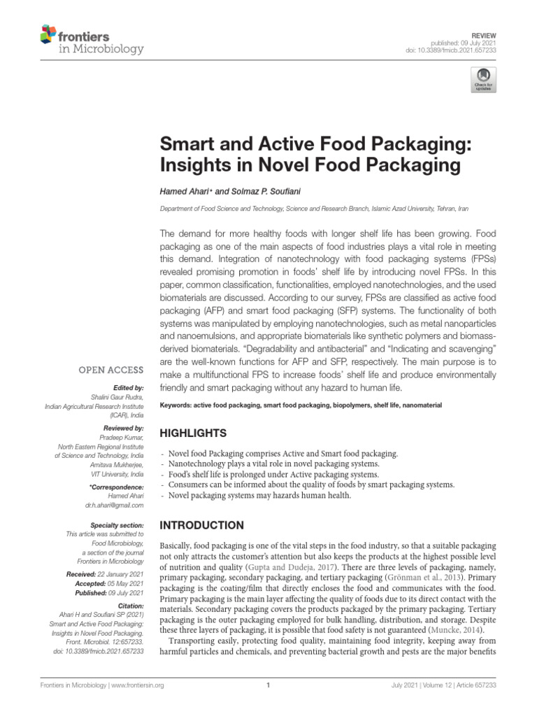 Smart and Active Food Packaging Insights | PDF | Biodegradation | Polymers
