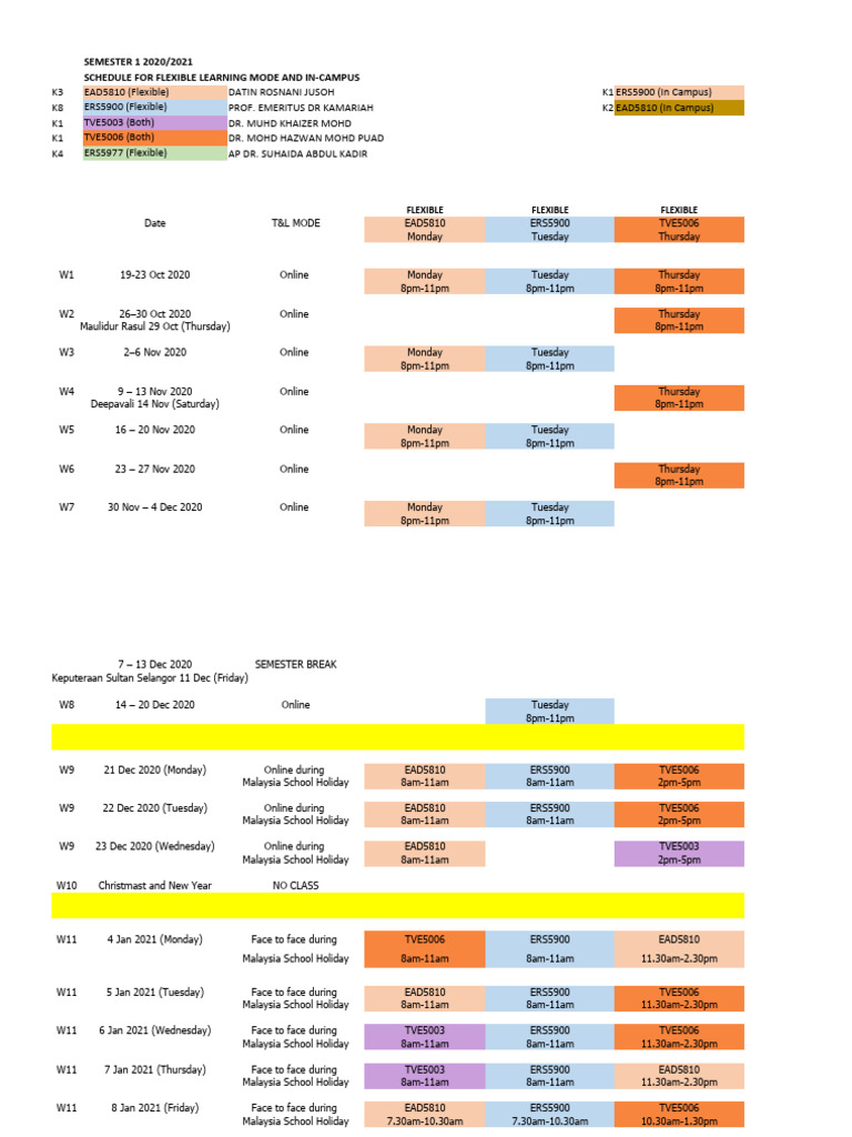 2020/2021 Semester 1 Learning Schedule | PDF | Academia | Entertainment ...