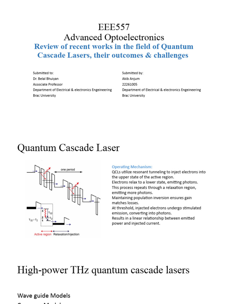 Quantum Cascade Lasers: Advances & Challenges | PDF | Laser | Applied ...