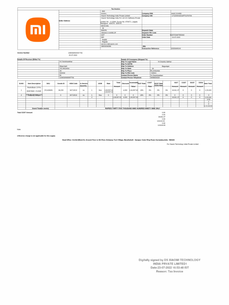 Invoice Electrnoc Device Laptop | PDF