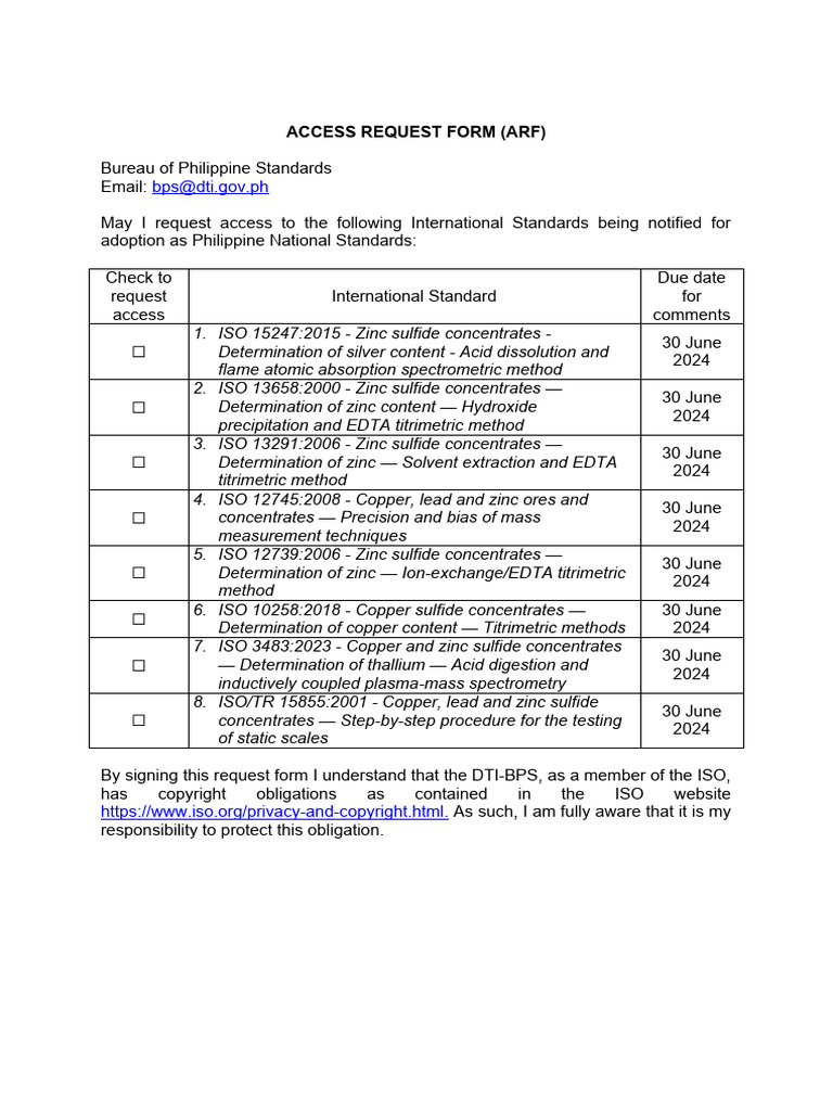 Access Request Form - 24N06 | PDF | Zinc | Chemistry