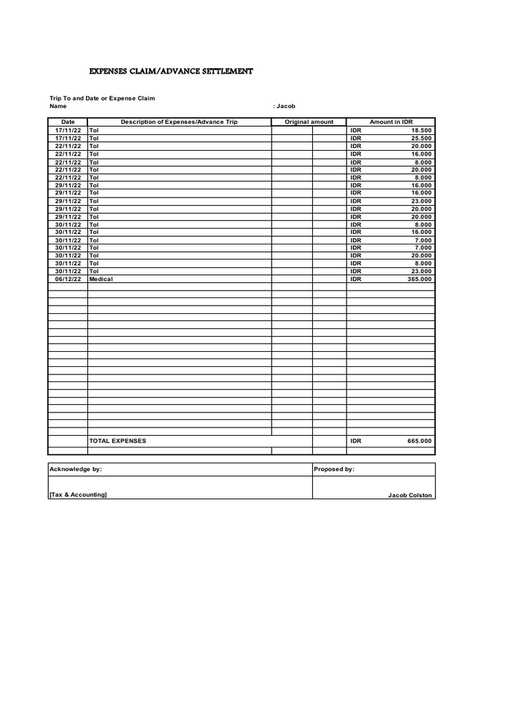 Expenses november 2022 pdf