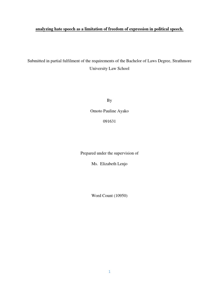 Hate Speech and Political Expression Limits | PDF | Freedom Of Speech ...
