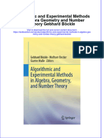 Textbook Algorithmic and Experimental Methods in Algebra Geometry and Number Theory Gebhard Bockle Ebook All Chapter PDF