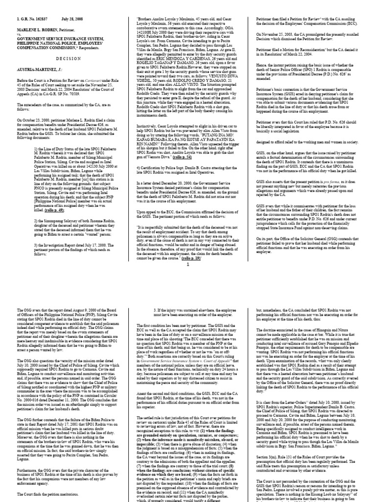 Rodrin vs government service insurance system pdf police employment