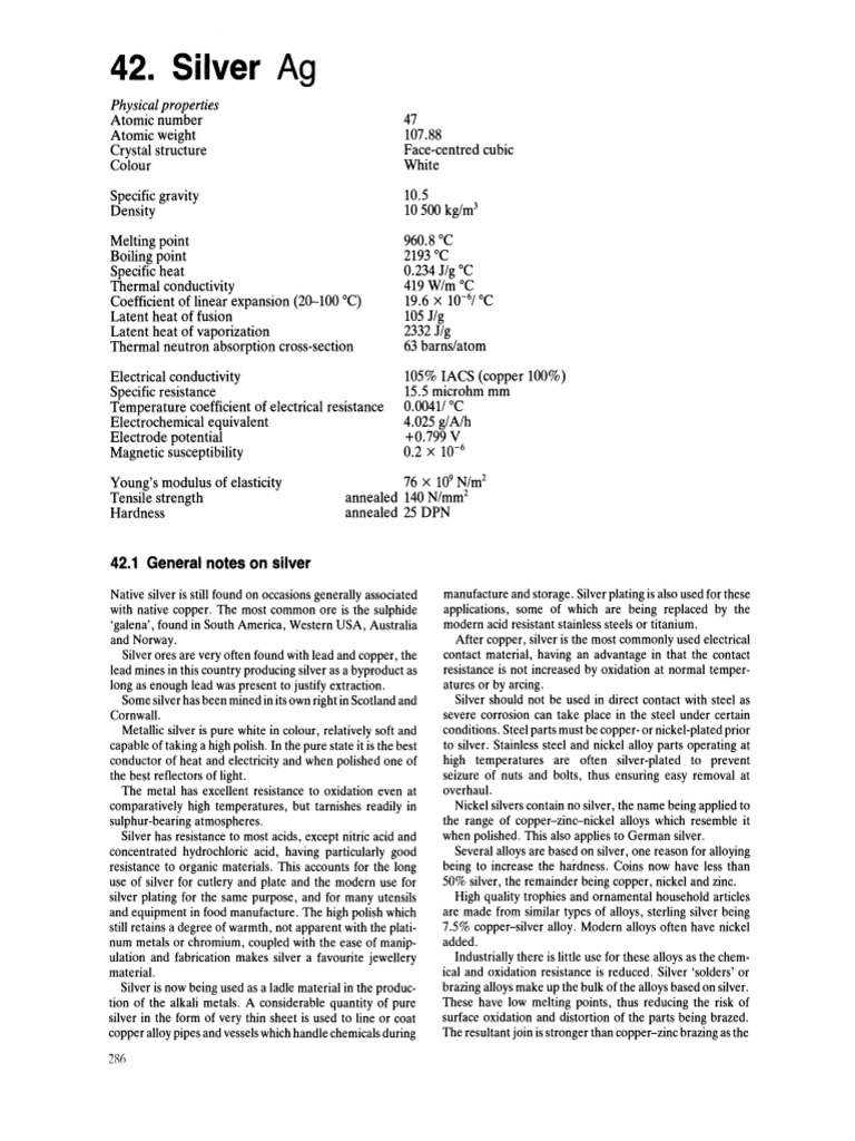 Silver Properties and Brazing Alloys | PDF | Silver | Steel