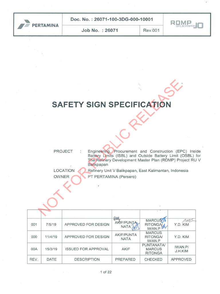 26071-100-3DG-000-10001-001 Safety Sign Specification | PDF ...