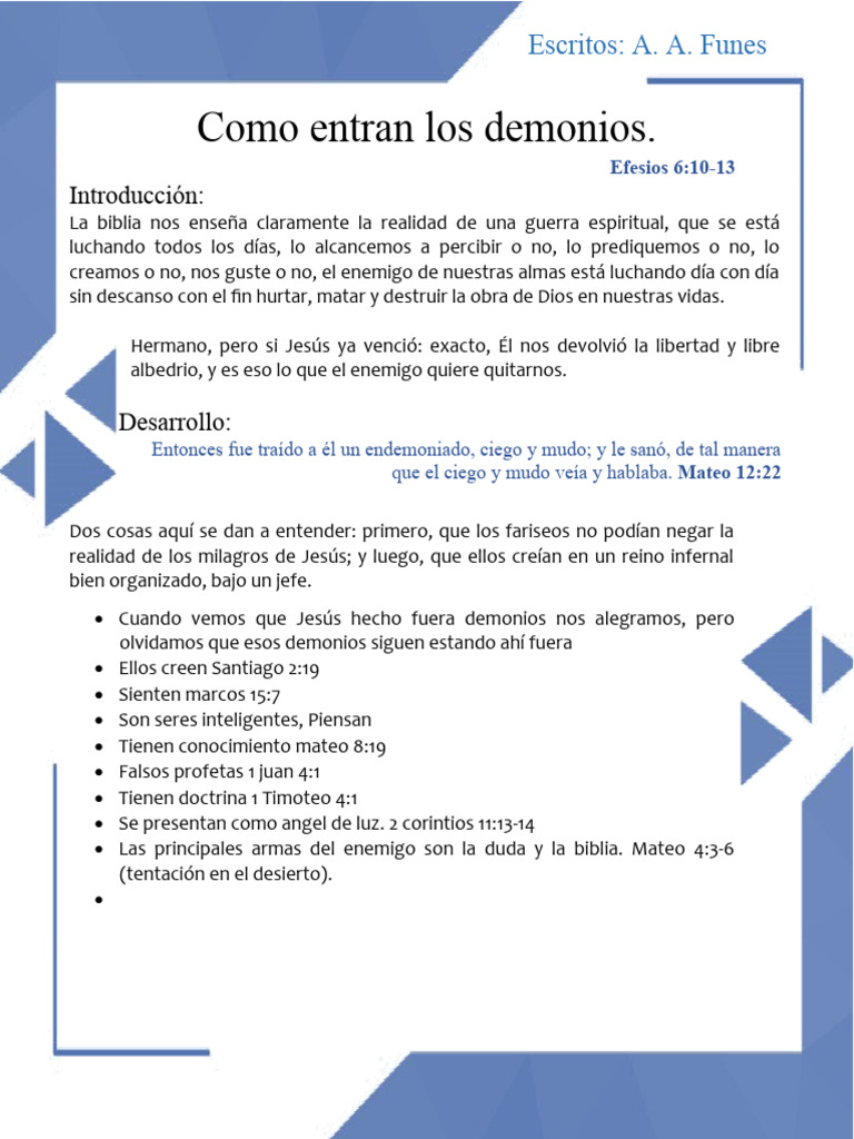 Cómo los demonios afectan nuestras vidas | PDF