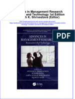 PDF Advances in Management Research Innovation and Technology 1St Edition Avinash K Shrivastava Editor Ebook Full Chapter