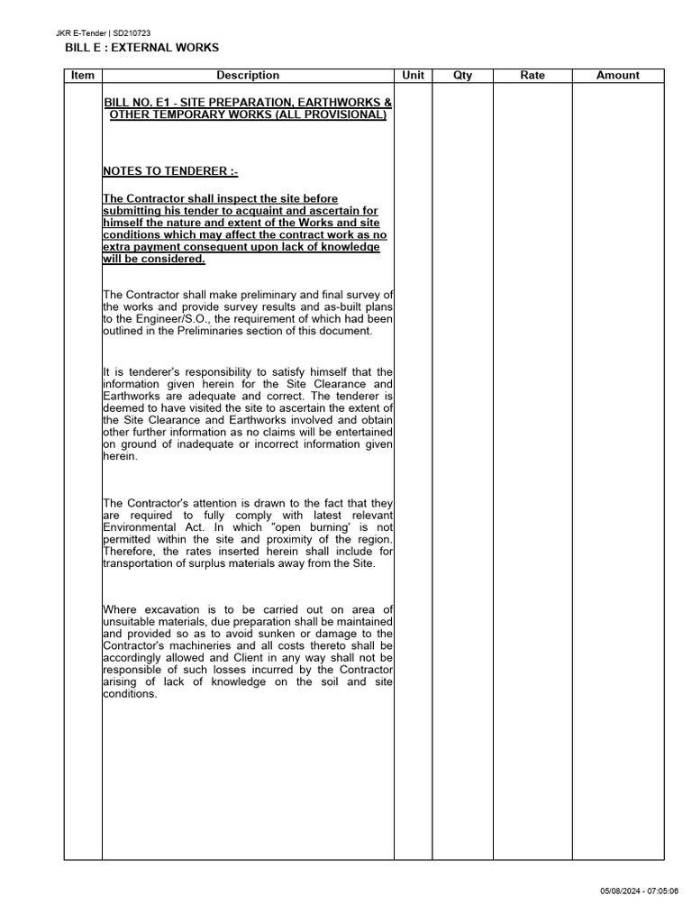 External Works Tender Document | PDF | Concrete | Brick