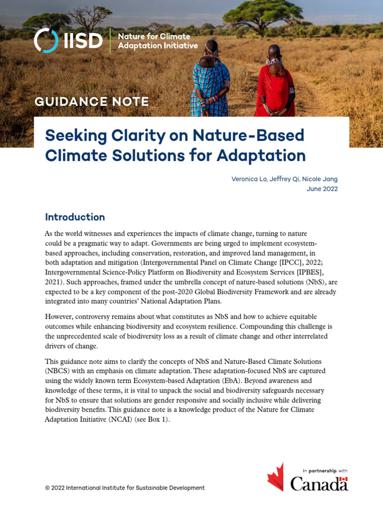 Seeking Clarity Nature Based Climate Solutions Adaptation en | PDF ...