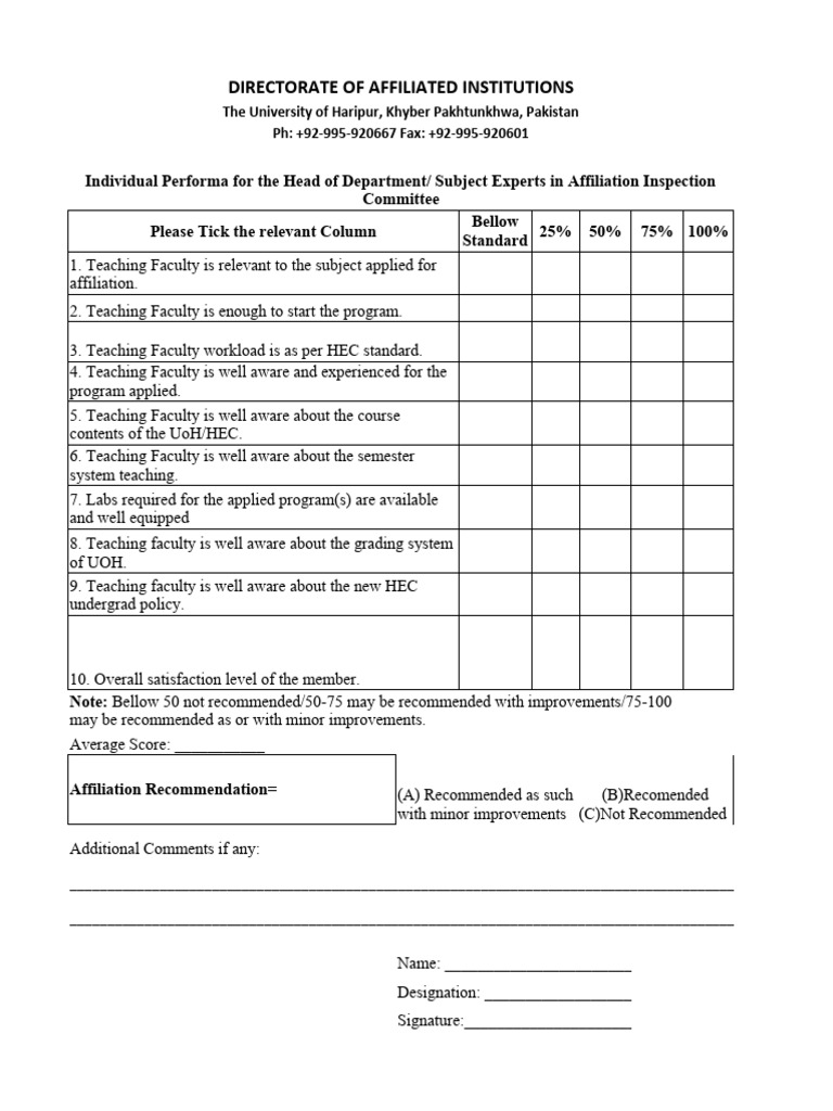 Affiliation Inspection Committee Guidelines | PDF