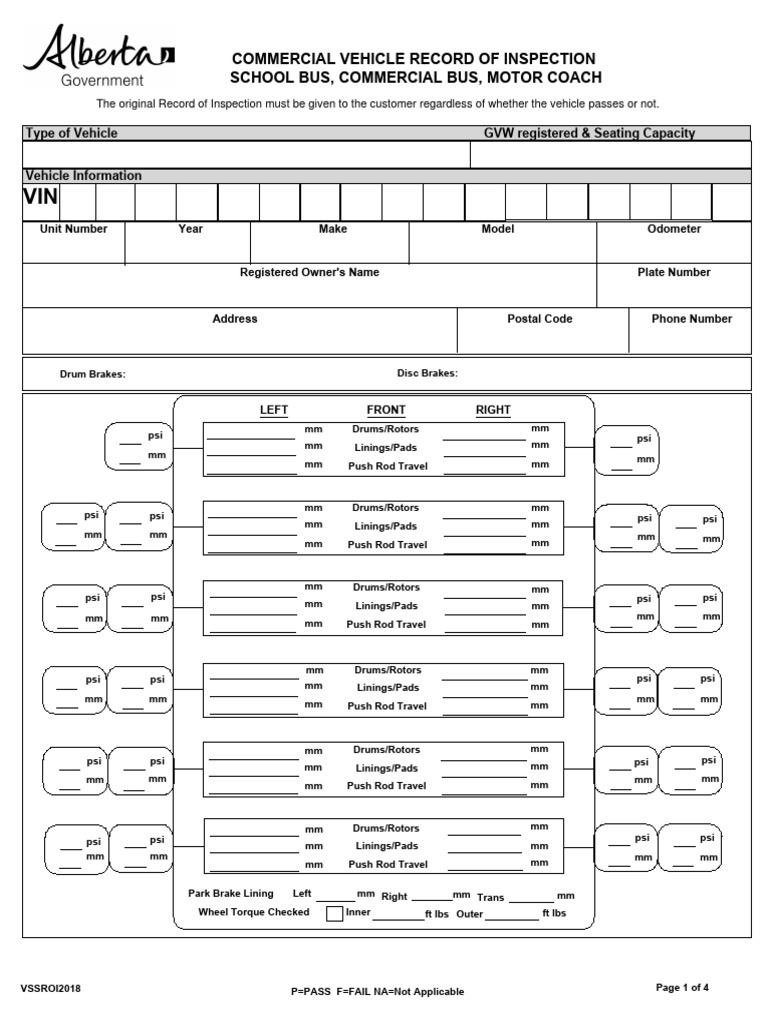 Commercial Vehicle Inspection Record | PDF | Brake | Anti Lock Braking ...