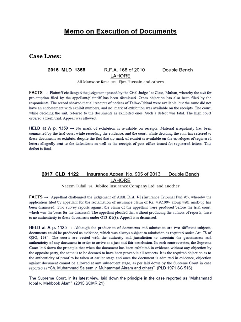 Memo On Exhibition of Documents | PDF | Lawsuit | Judgment (Law)
