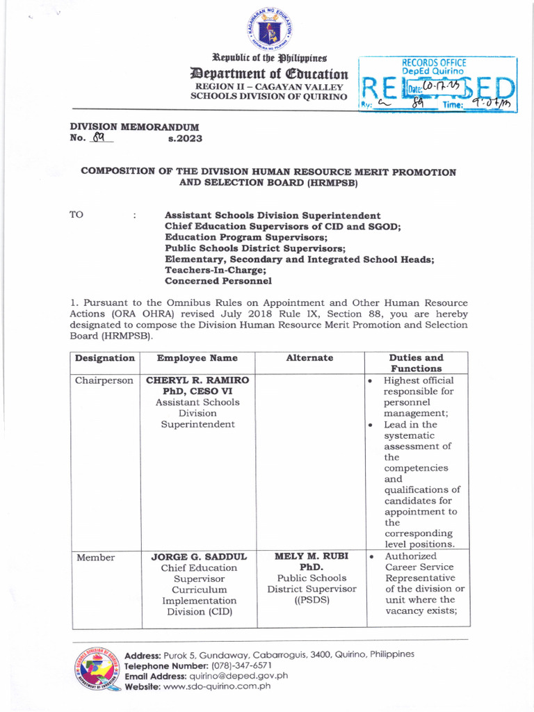HRMPSB Composition and Guidelines | PDF
