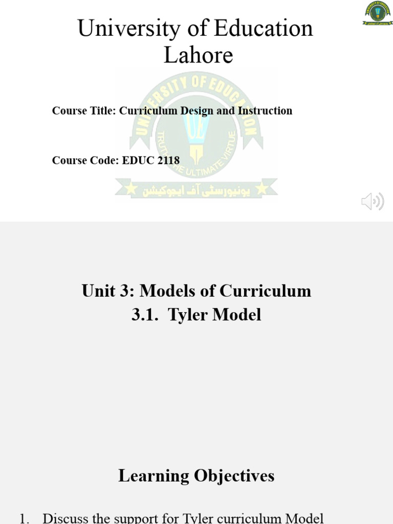 Tyler Model | PDF | Curriculum | Learning