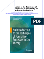 Textbook An Introduction To The Technique of Formative Processes in Set Theory 1St Edition Domenico Cantone Ebook All Chapter PDF