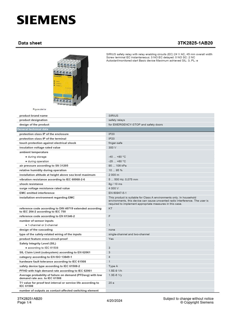 3TK28251AB20 Datasheet en | PDF | Relay | Alternating Current