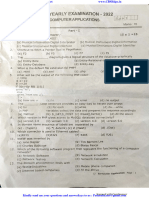 12th Computer Applications EM Half Yearly Exam 2022 Original Question Paper Tirupattur District English Medium PDF Download