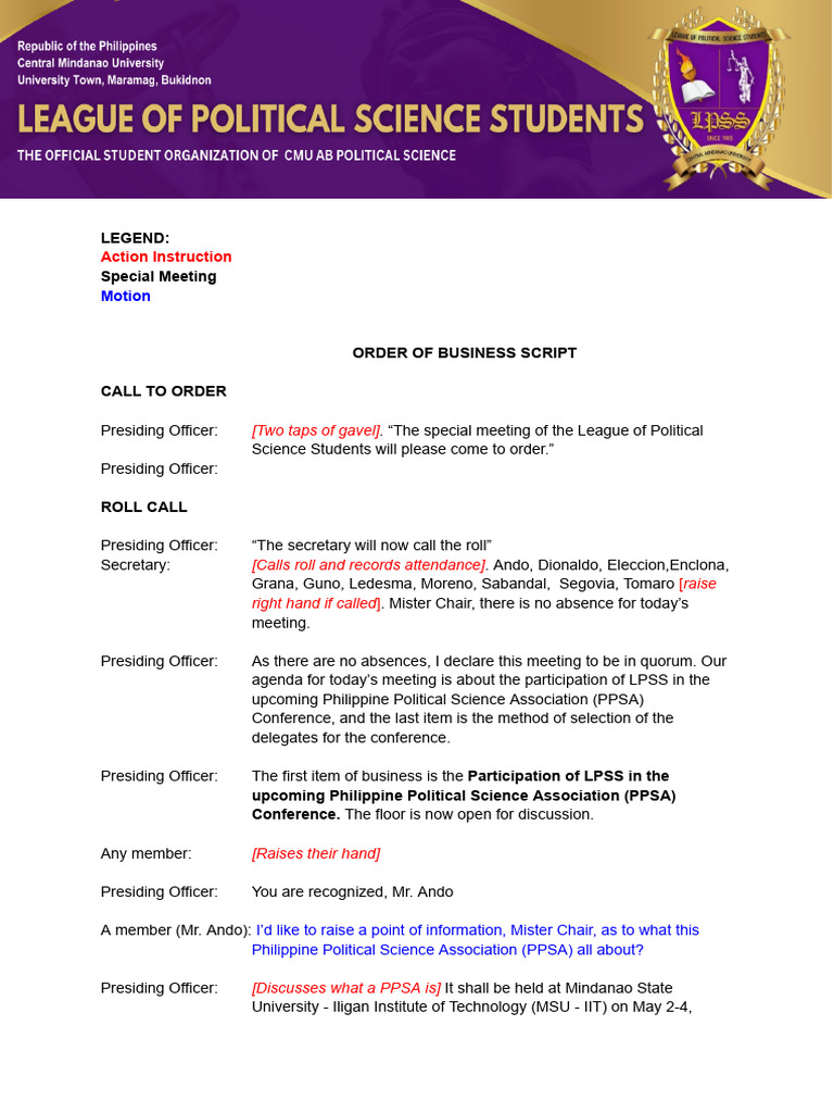 Script | Download Free PDF | Meetings | Government