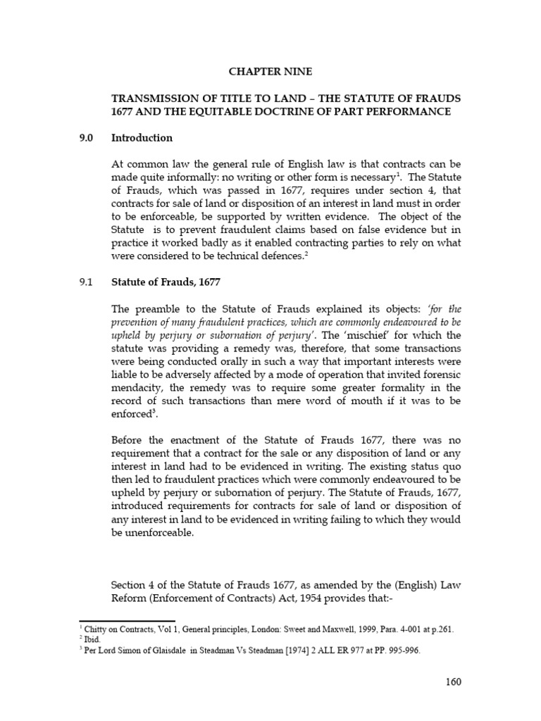 Title Transmission Under Statute of Frauds | PDF | Legal Remedy | Damages
