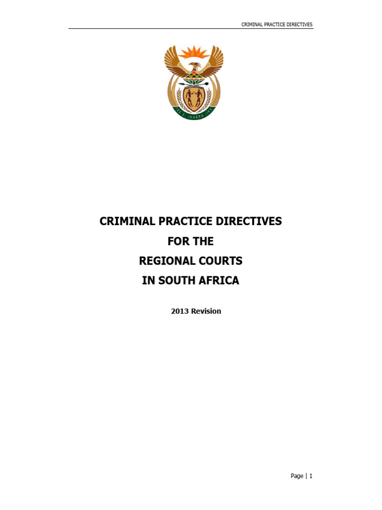 South Africa Regional Court Directives | PDF | Prosecutor | Magistrate