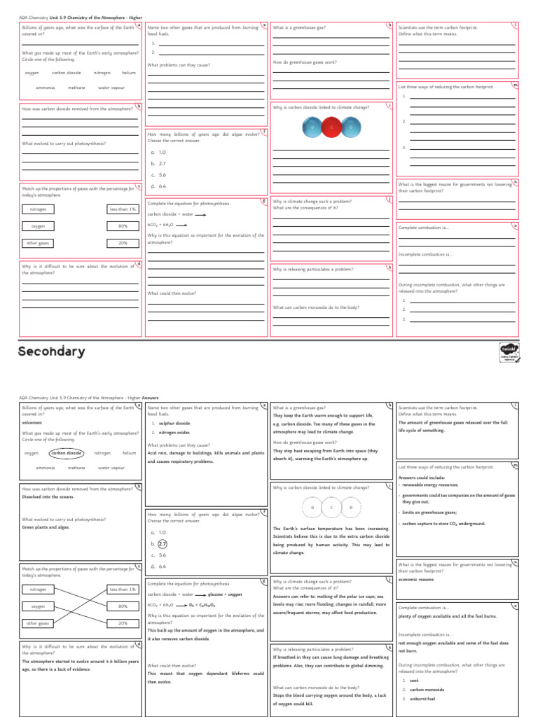 Chemistry of the Atmosphere Higher Revision Activity Mat | PDF ...