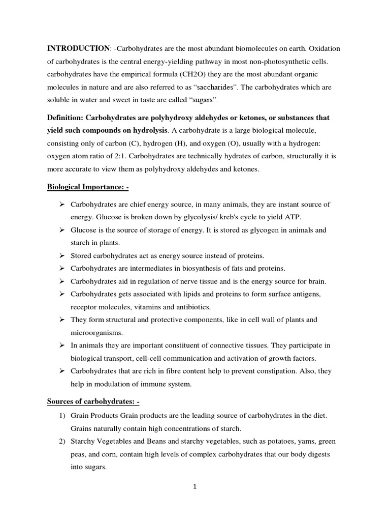 Carbohydrates Pdf Carbohydrates Glucose