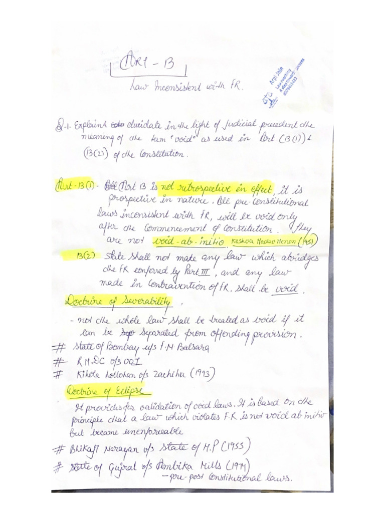 Art 13 And Basic Structure Pdf