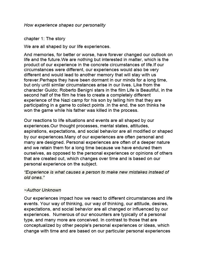 How experience shapes our personality pdf attachment theory