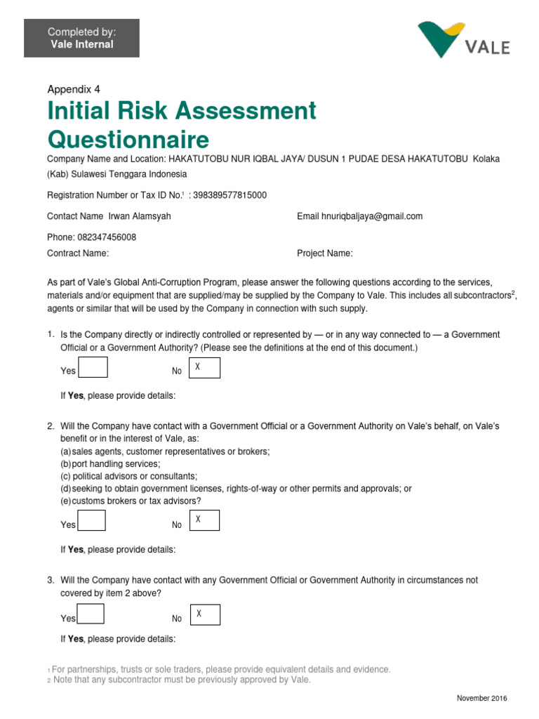 Vale Anti-Corruption Risk Assessment | PDF | State Owned Enterprise ...