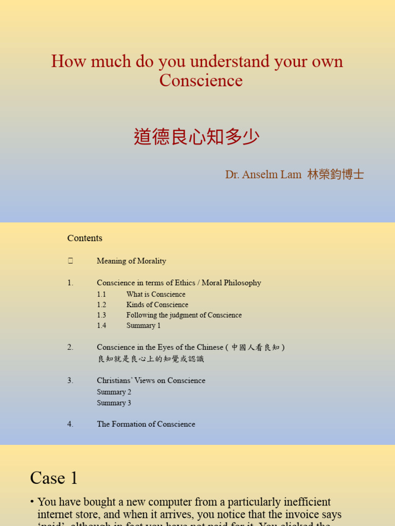 Lecture On Conscience 111123 | PDF | Conscience | Morality