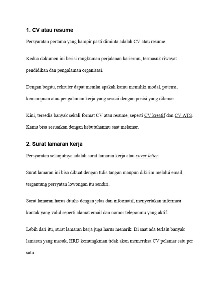 Dokumen Persiapan Kerja Pdf