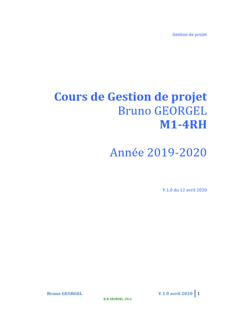 Cours de Gestion de Projet PDF | PDF | Gestion de projet | Projets