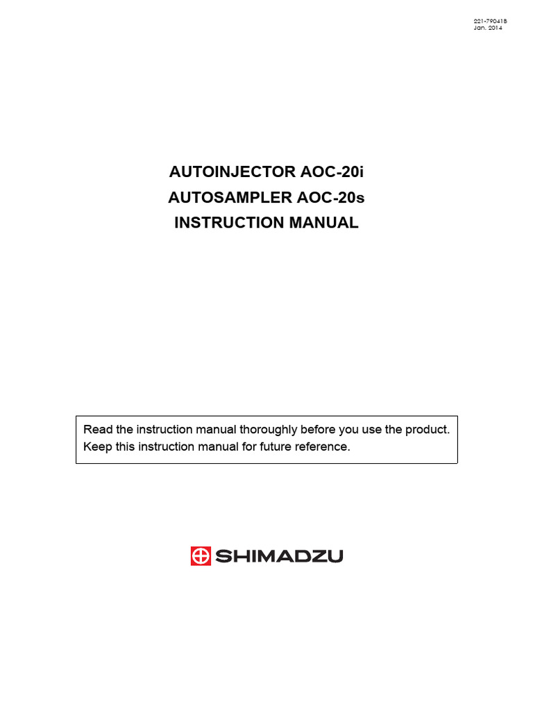 Autoinjector Aoc-20I Autosampler Aoc-20S Instruction Manual | PDF ...