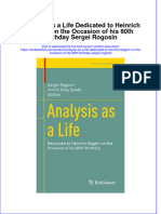 PDF Analysis As A Life Dedicated To Heinrich Begehr On The Occasion of His 80Th Birthday Sergei Rogosin Ebook Full Chapter