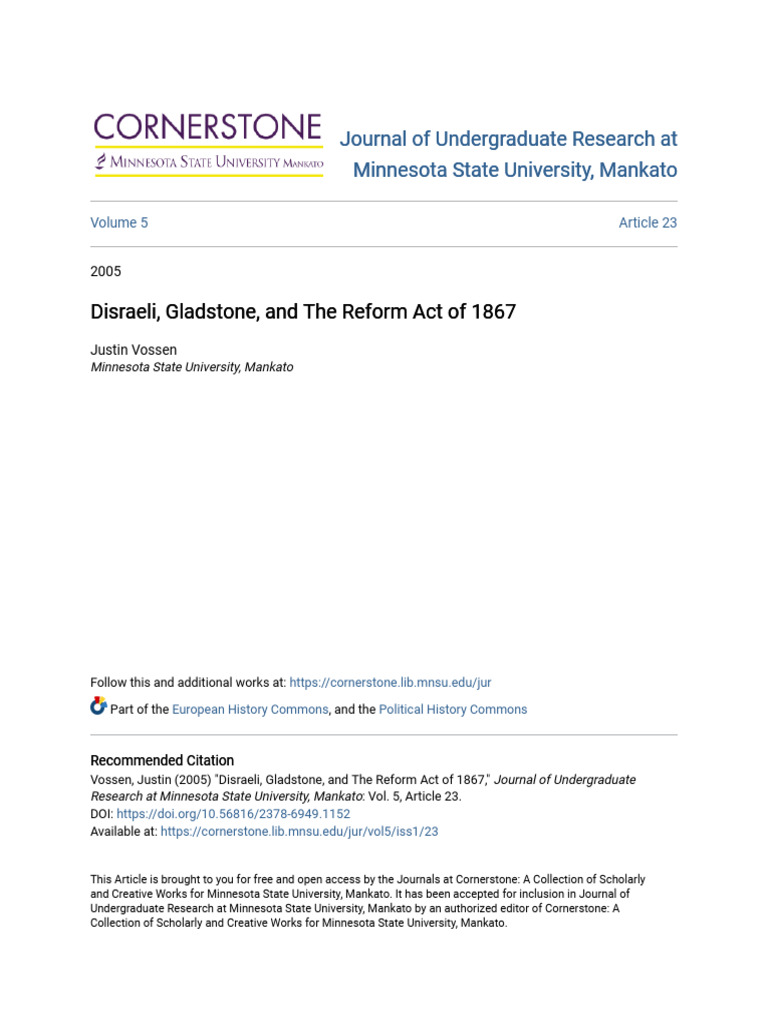Disraeli Gladstone and The Reform Act of 1867 | PDF | William Ewart ...