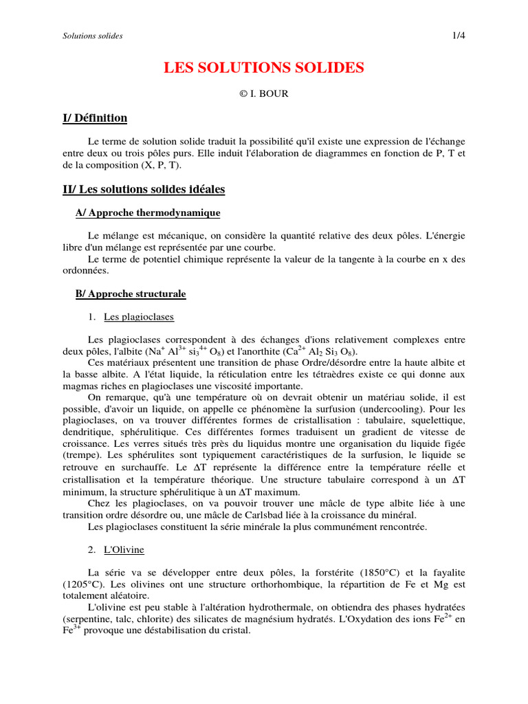Solutions solides en minéralogie | PDF | Minéralogie | Classification ...