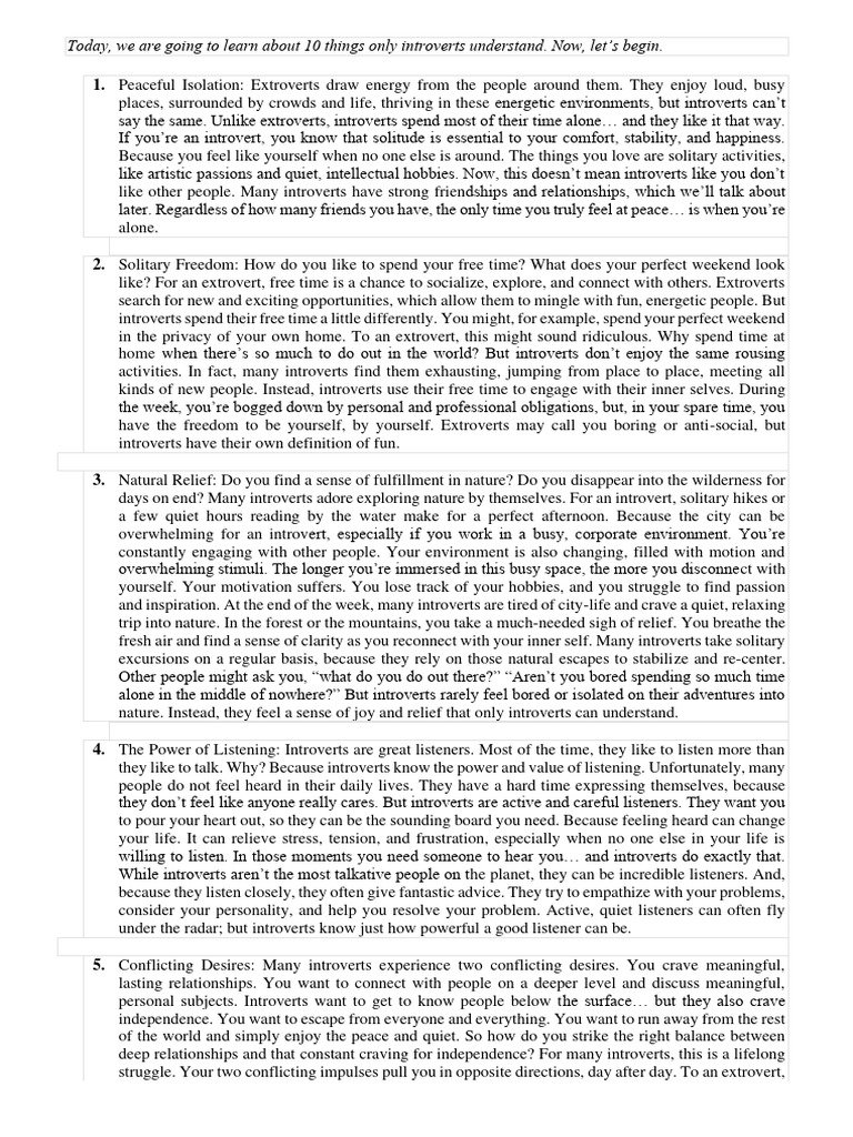 Understanding Introvert Experiences | PDF | Extraversion And ...