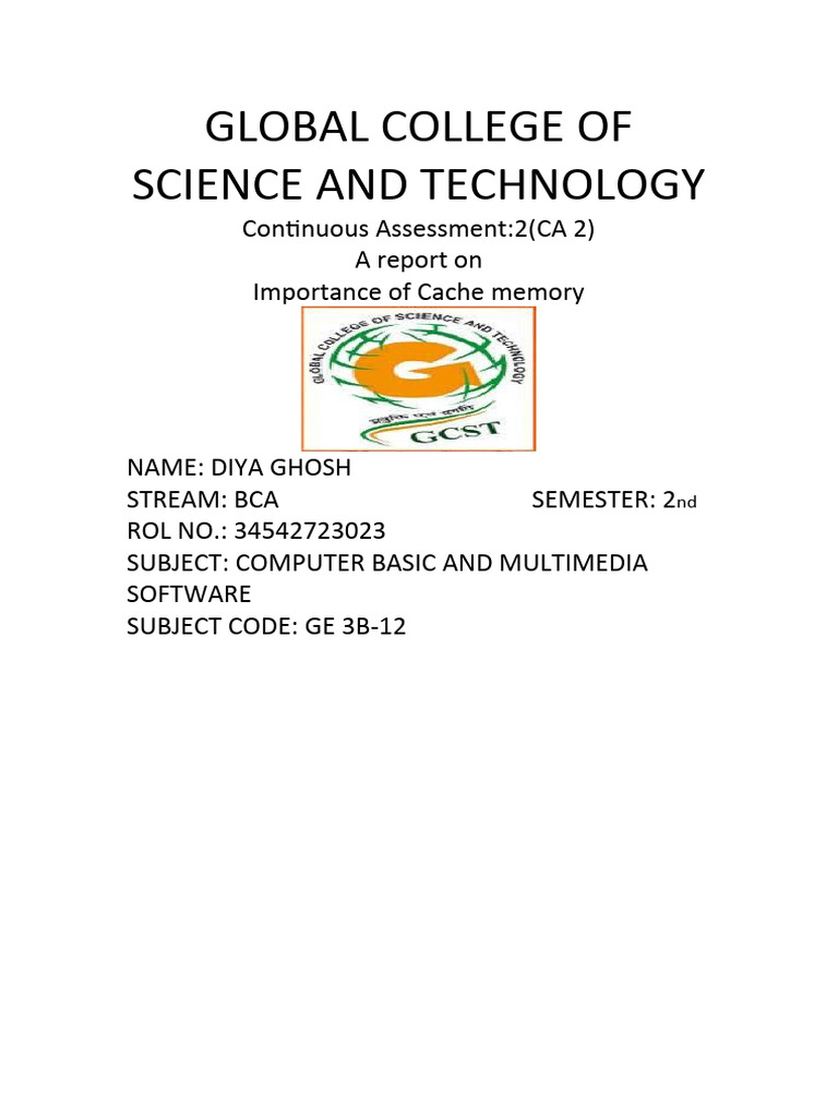 Global College of Science and Technology: Continuous Assessment:2 (CA 2 ...