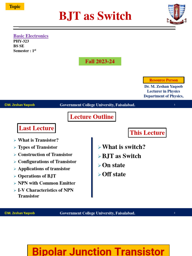 Transistor as switch PDF Bipolar Junction Transistor Transistor