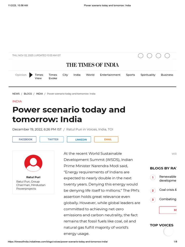 India's Power Scenario: Today & Tomorrow | PDF | Renewable Energy ...
